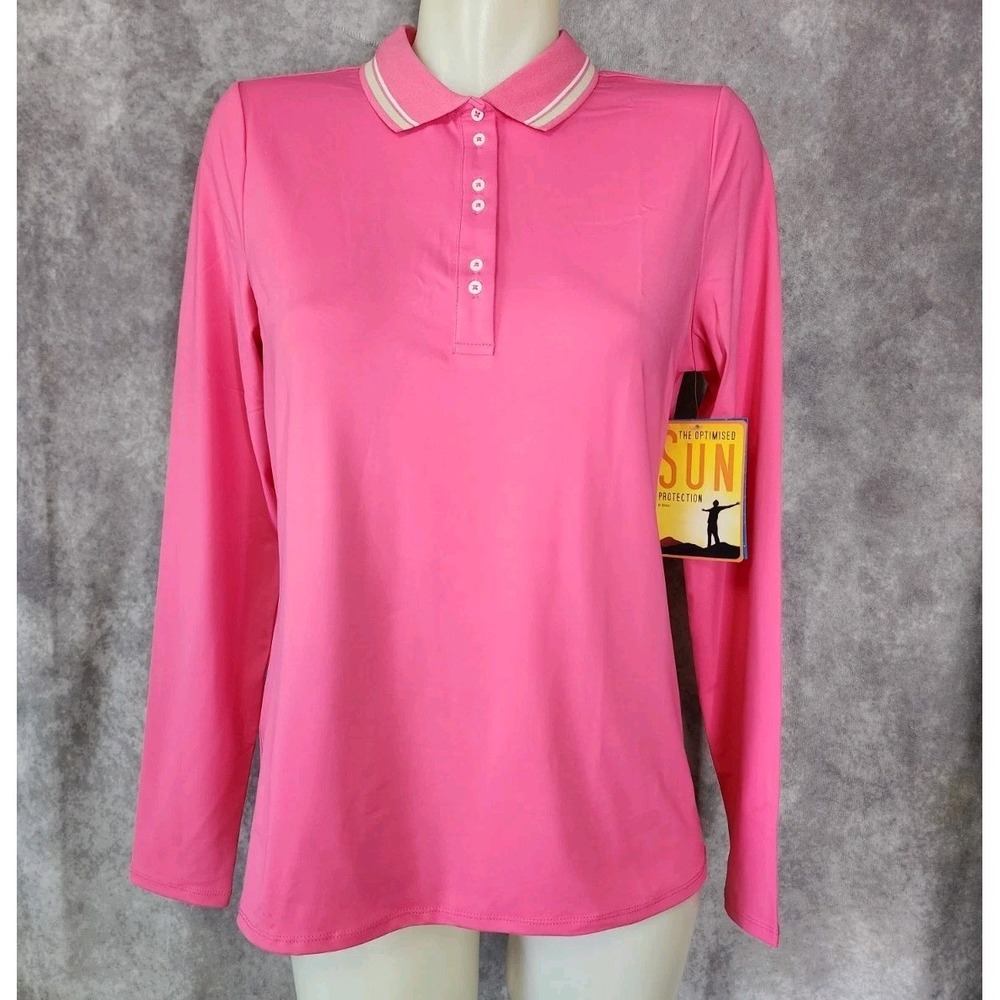 Swing Control Womens Small Velocity Polo Golf Shirt Pink Long Sleeves‎ NEW